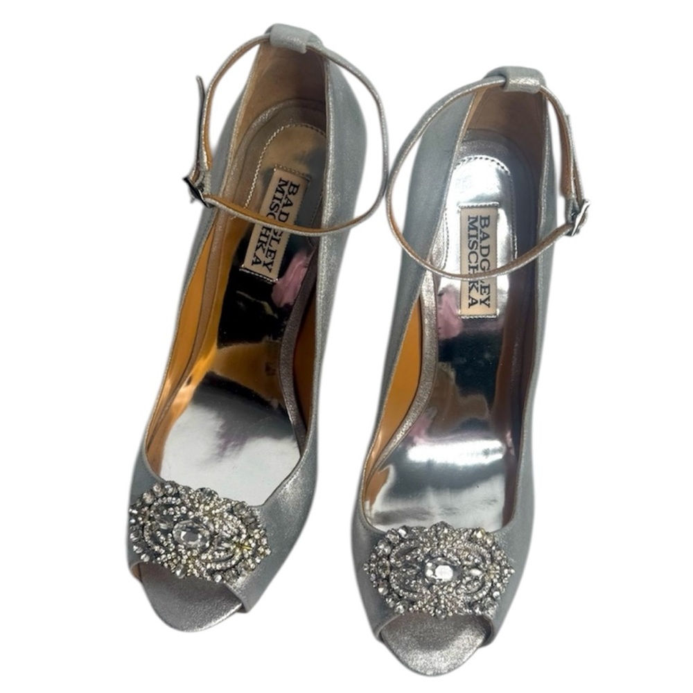 Badgley Mischka Silver Embellished Heels